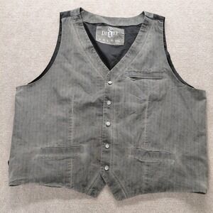 Faded Charcoal Gray Stripe‎ Decree XXL Button Black Lining Vest Emo Grunge Punk
